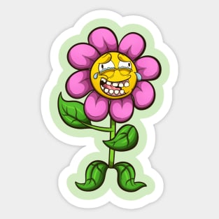 Laughing Cartoon Flower Sticker